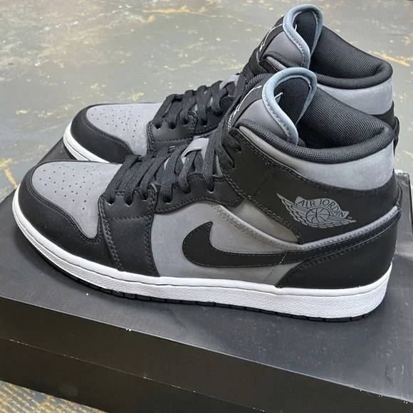 Nike Air Jordan 1 Mid Cool Grey 364770-023 10 Phat 10 Black Grey Shadow